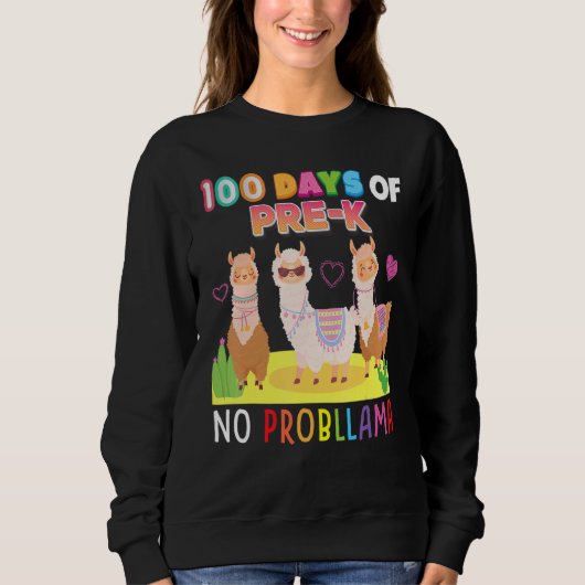 100 Days Of Pre-K No Probllama 100th Day School Ll Trui (Voorkant)
