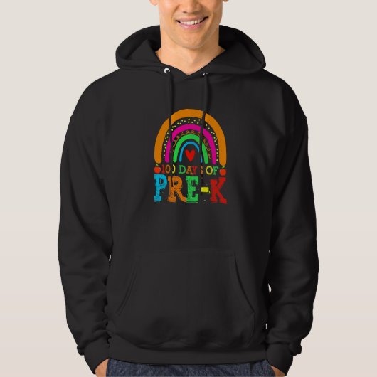 100 Days of Pre k Rainbow 100th Day of School Hoodie (Voorkant)