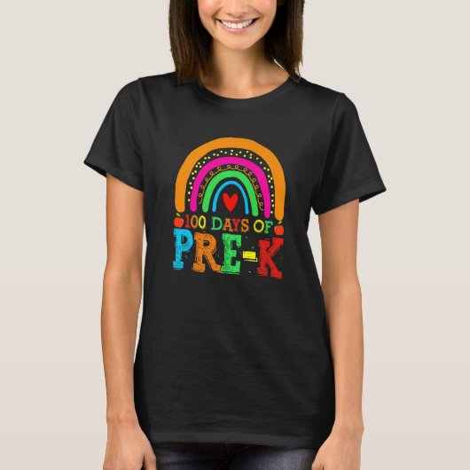 100 Days of Pre k Rainbow 100th Day of School T-shirt (Voorkant)