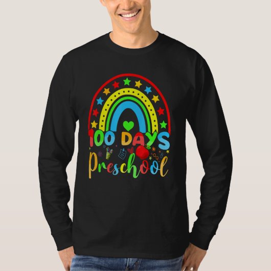 100 Days of Preschool Teacher  100 Days Smarter Ra T-shirt (Voorkant)