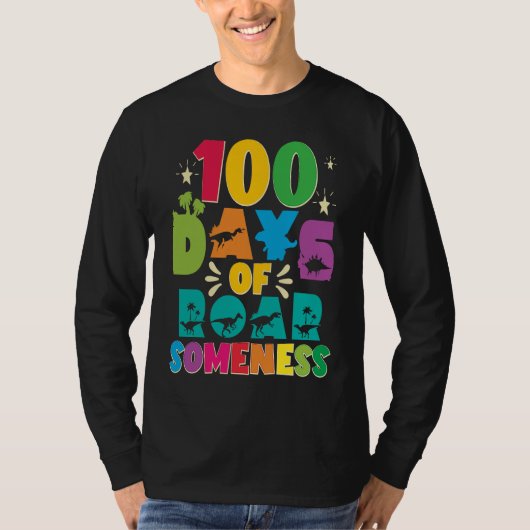 100 Days Of Roar Someness 100 Days Of School Rex D T-shirt (Voorkant)