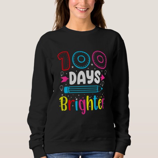 100 Days Of School 100 Days Brighter   Student Tea Trui (Voorkant)