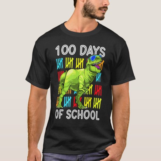 100 Days Of School 100th Day Dino T Rex Teacher Bo T-shirt (Voorkant)