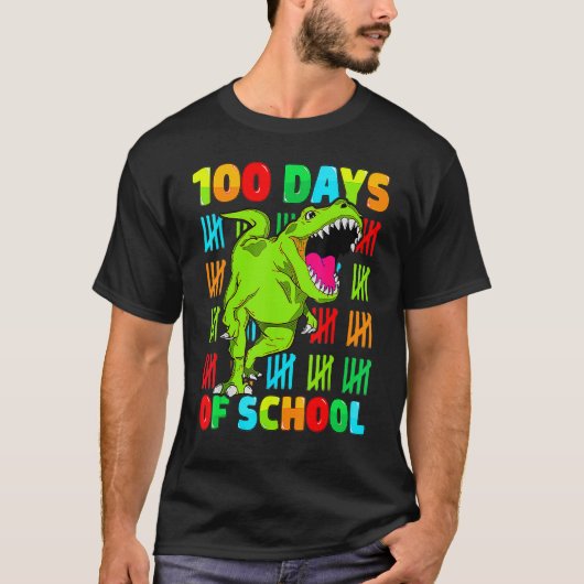 100 Days Of School 100th Day Dino T Rex Teacher Bo T-shirt (Voorkant)