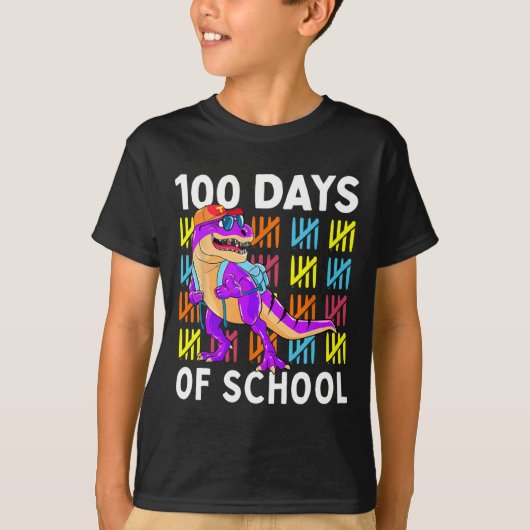 100 Days Of School 100th Day Dino T-shirt (Voorkant)