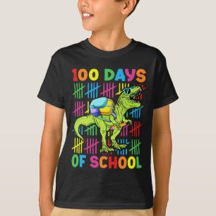 100 Days Of School 100th Day Dinosaur Boys Kids  T-shirt