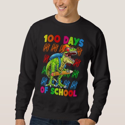 100 Days Of School 100th Day Dinosaur Trex Pencil Trui (Voorkant)