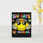 100 Days Of School 100th Day Smile Groovy Face Tea Kaart (Gele Bloem)