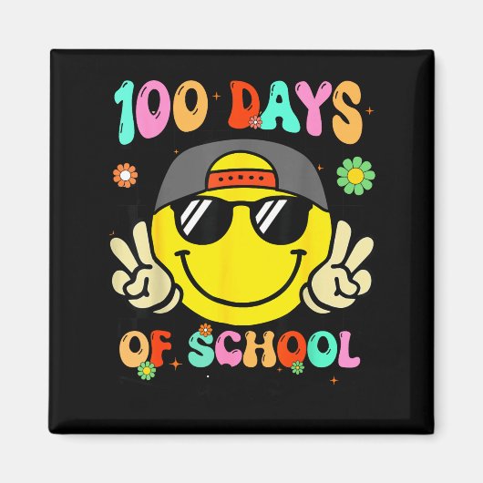 100 Days Of School 100th Day Smile Groovy Face Tea Magneet (Voorkant)