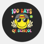 100 Days Of School 100th Day Smile Groovy Face Tea Ronde Sticker (Voorkant)