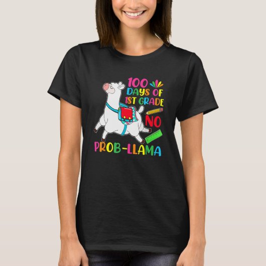 100 Days Of School 1st Grade No Prob Llama Teacher T-shirt (Voorkant)
