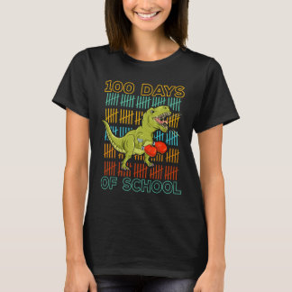 100 Days Of School 2025 Dinosaur Boxing Mma Martia T-shirt