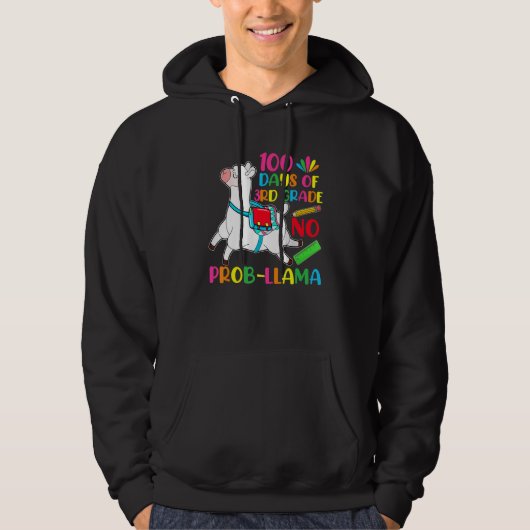 100 Days Of School 3rd Grade No Prob Llama Teacher Hoodie (Voorkant)
