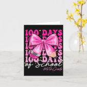 100 Days Of School 4th Grade Girls Coquette Bow  Kaart (Gele Bloem)