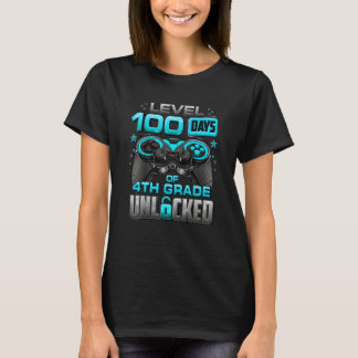 100 Days Of School 4th Grade Level Unlocked Video  T-shirt