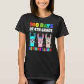 100 Days Of School 4th Grade No Probllama Llama Bo T-shirt (Voorkant)