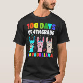 100 Days Of School 4th Grade No Probllama Llama Bo T-shirt (Voorkant)