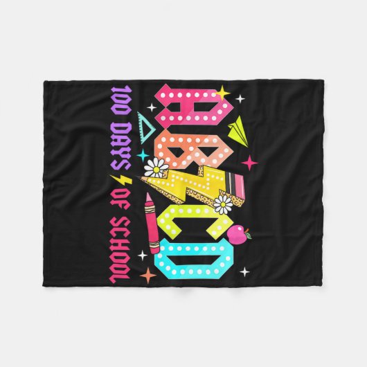 100 Days of School ABCD Docenten Student Rock Boys Fleece Deken (Voorkant (Horizontaal))