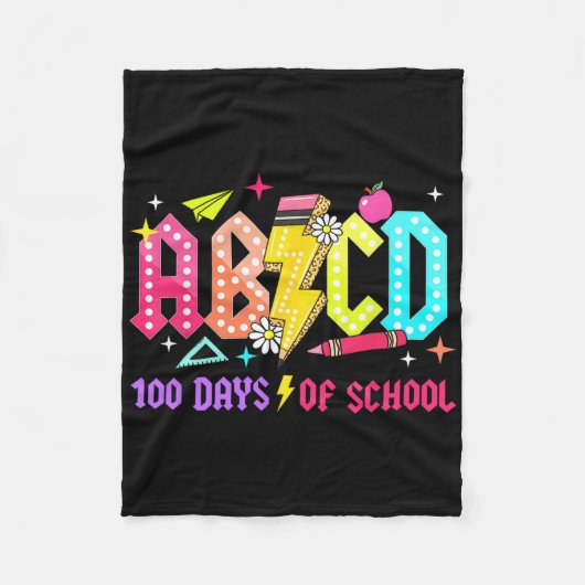 100 Days of School ABCD Docenten Student Rock Boys Fleece Deken (Voorkant)