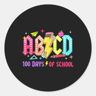100 Days of School ABCD Docenten Student Rock Boys Ronde Sticker