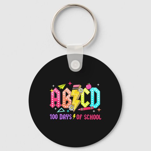 100 Days of School ABCD Docenten Student Rock Boys Sleutelhanger (Voorkant)