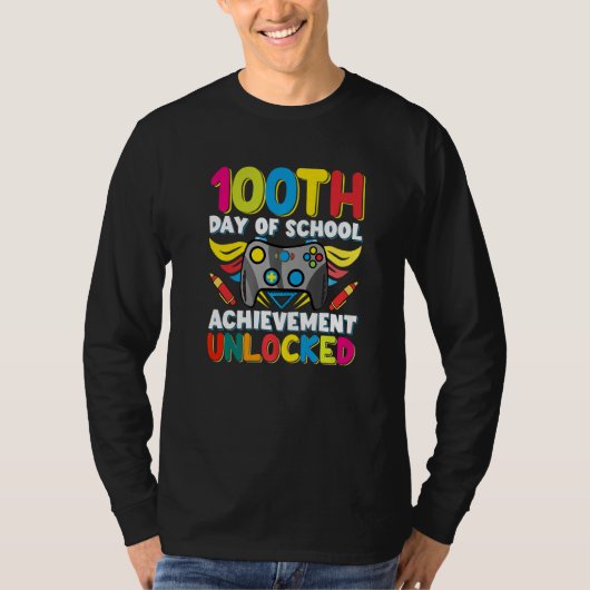 100 Days Of School Achievement Unlocked  Student T-shirt (Voorkant)