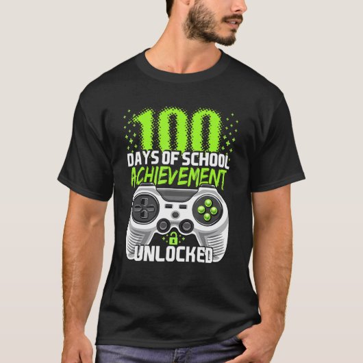 100 Days Of School Achievement Unlocked Video Game T-shirt (Voorkant)