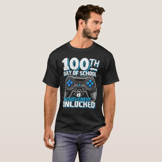 100 Days of School Achievement Unlocked Video Game T-shirt (Voorkant volledig)