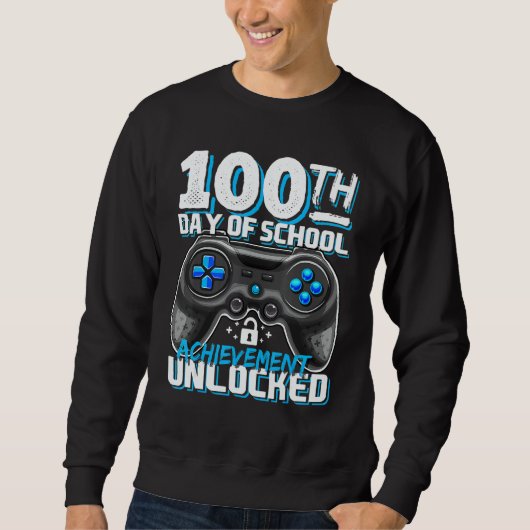 100 Days of School Achievement Unlocked Video Game Trui (Voorkant)