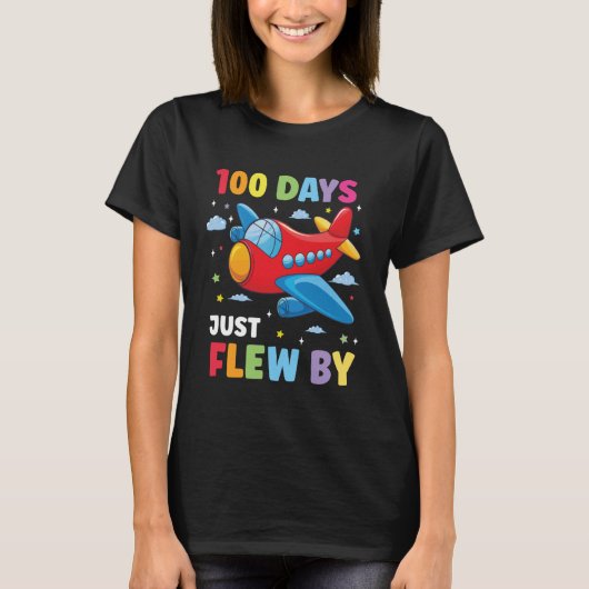 100 Days of School Airplane 100th Day of School Bo T-shirt (Voorkant)