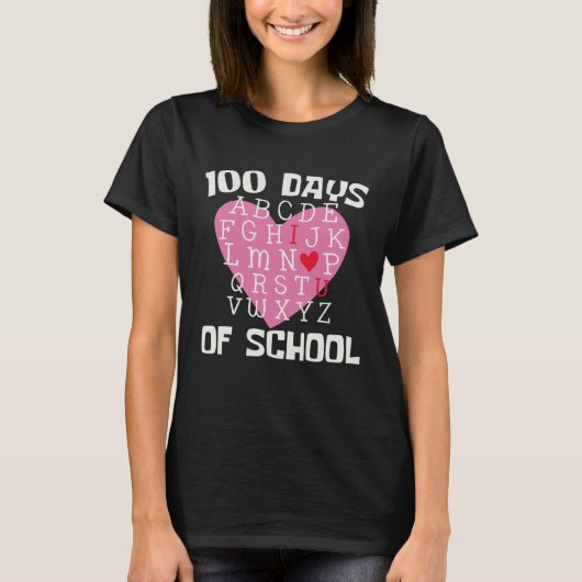 100 DAYS OF SCHOOL Alphabet 100th Day Teacher Stud T-shirt (Voorkant)