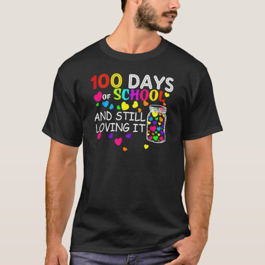 100 Days Of School And Still Loving It Hearts Cute T-shirt (Voorkant)