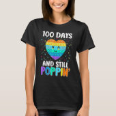 100 Days Of School And Still Poppin 100th Day Hear T-shirt (Voorkant)