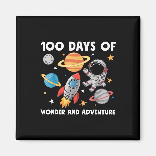 100 Days of School Astronaut Space Boys Kinder 10 Magneet (Voorkant)