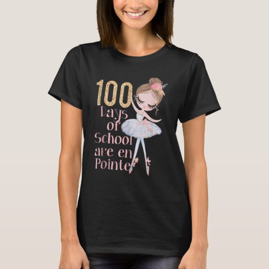 100 Days of School Ballerina Dancer Outfit Girls B T-shirt (Voorkant)