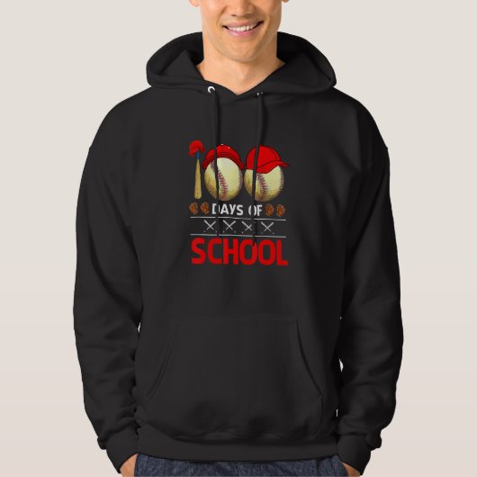 100 Days Of School  Baseball 100 Days Smarter 100t Hoodie (Voorkant)