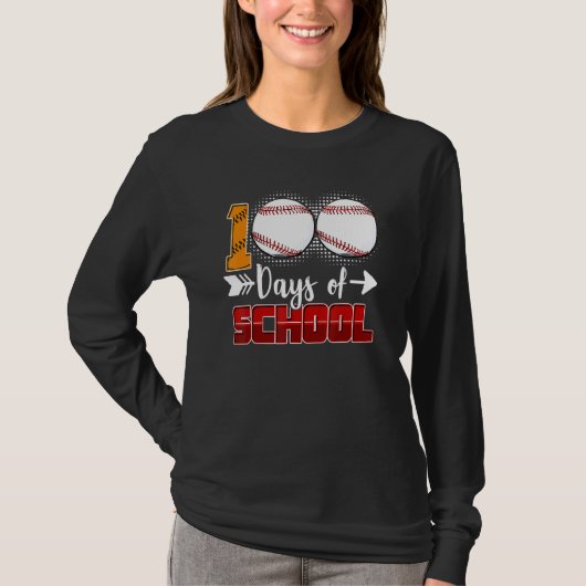 100 Days Of School  Baseball 100 Days Smarter 100t T-shirt (Voorkant)