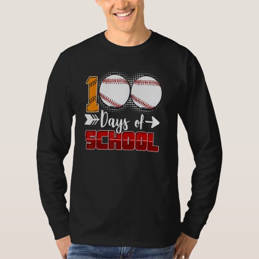 100 Days Of School  Baseball 100 Days Smarter 100t T-shirt (Voorkant)