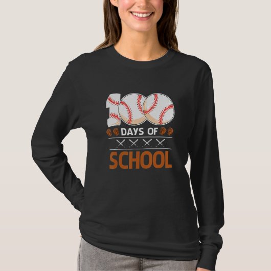 100 Days Of School  Baseball 100 Days Smarter 100t T-shirt (Voorkant)