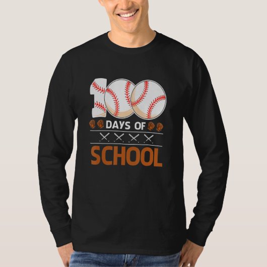 100 Days Of School  Baseball 100 Days Smarter 100t T-shirt (Voorkant)