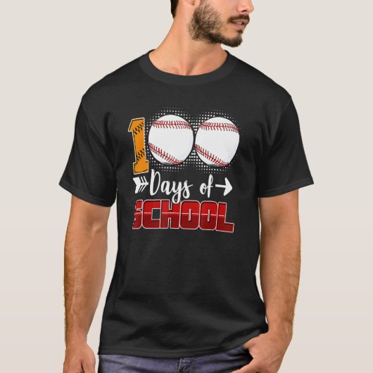 100 Days Of School  Baseball 100 Days Smarter 100t T-shirt (Voorkant)