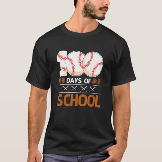 100 Days Of School  Baseball 100 Days Smarter 100t T-shirt (Voorkant)