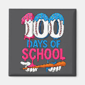 100 Days Of School Baseball Drip Bat 100th Day Of  Magneet (Voorkant)