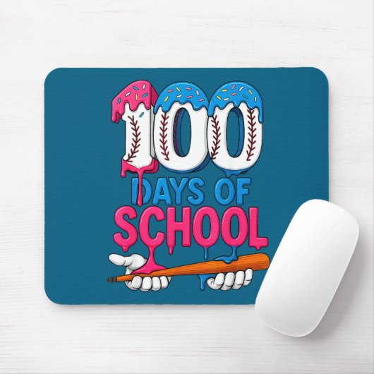 100 Days Of School Baseball Drip Bat 100th Day Of  Muismat (Met muis)