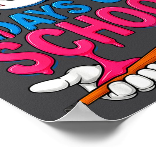 100 Days Of School Baseball Drip Bat 100th Day Of  Poster (Hoek)