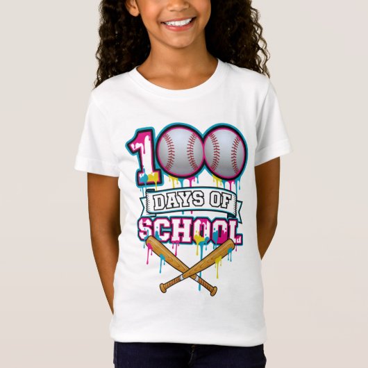 100 Days of School Baseball Shirt PNG (Voorkant)