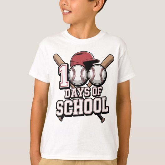 100 Days of School Baseball Sports Theme T-shirt (Voorkant)