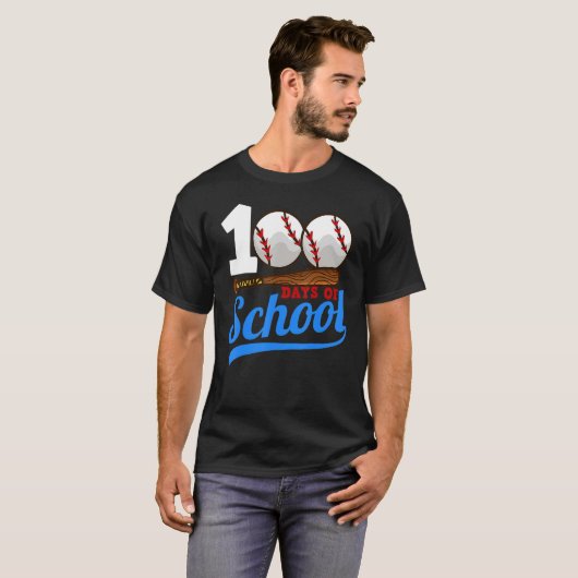 100 Days of School Baseball Teacher Kids 100th Day T-shirt (Voorkant volledig)