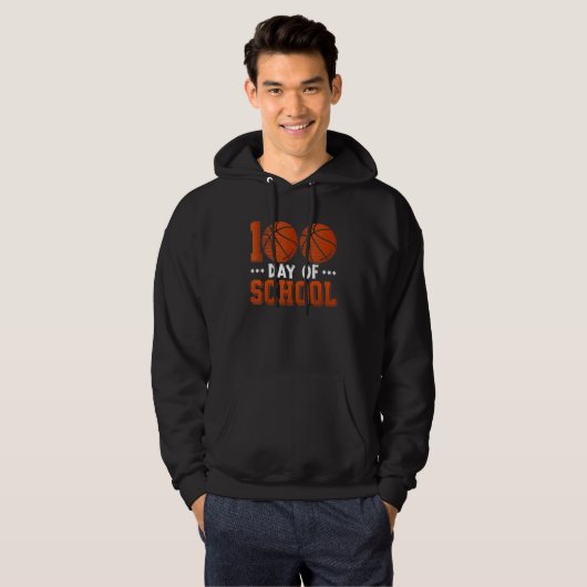 100 Days Of School Basketball 100th Day Of School  Hoodie (Voorkant volledig)