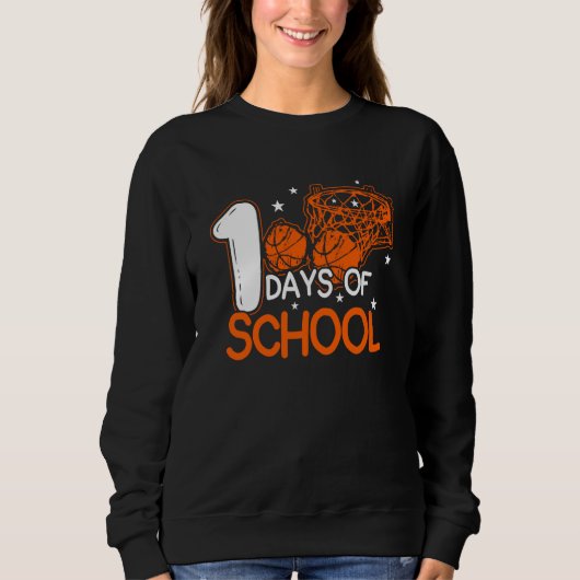 100 Days Of School Basketball Dunking Student Trui (Voorkant)